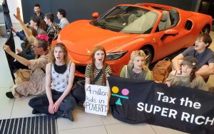 Take Back Power supporters taking over the Ferrari shop